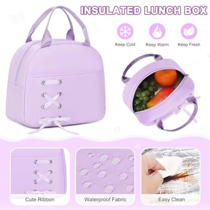 Scothen Backpacks for Girls, Girls Backpack with Lunch Box & Pencil Pouch for Teens Girl Kids Elementary Middle High School College Student Bookbag Daypack Laptop Travel Backpack for Women - color: Purple