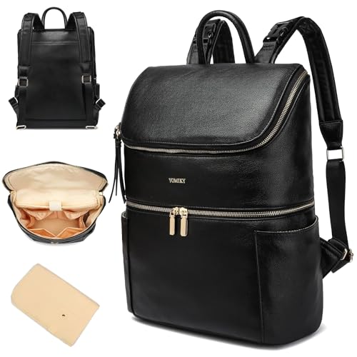 Leather Diaper Bag Backpack for Boy Girl Twins, Toddler Diaper Bag with Multiple Pockets, Cooler Compartment - color: Zeal Black