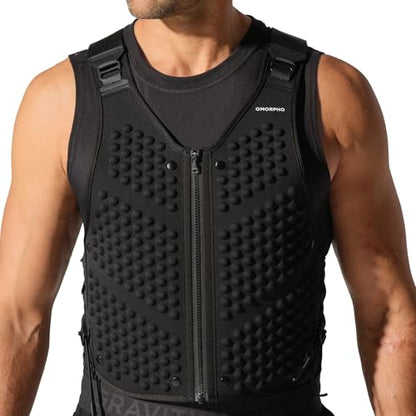 OMORPHO Men’s 20 lb G-Vest Icon Bundle, adjusts from 10 lb to 20 lb in increments with included G-Pack weight panels, low-profile, fully adjustable, comfort fit. Great for walking, hiking, running and training. - color: Black