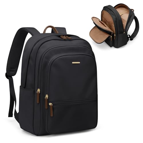 GOLF SUPAGS 15.6 Inch Women's Laptop Backpack, Water Resistant Work College Travel Daypack, Everyday Commuter Bag for Teacher Nurse (Black) - color: Black