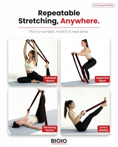 Fitness Resistance Bands with Handles, 2026 Upgrade Yoga Stretch Belt Band for Exercise, Numbered Elastic Fashion Puller for Women, Stretchy, Legs, Glute, Workout, Hip, Body Stretcher - color: Red