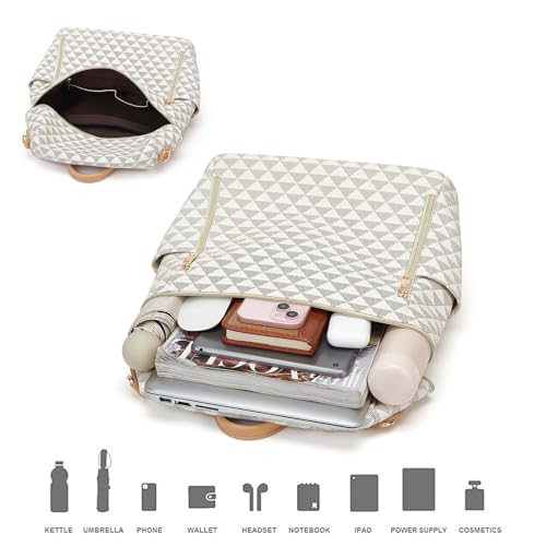 Makes Backpack Purse for Women PU Leather Travel Satchel Handbag Convertible Design Bag with Purse 2 Piece - color: Beige Triple