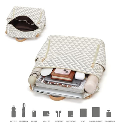Makes Backpack Purse for Women PU Leather Travel Satchel Handbag Convertible Design Bag with Purse 2 Piece - color: Beige Triple