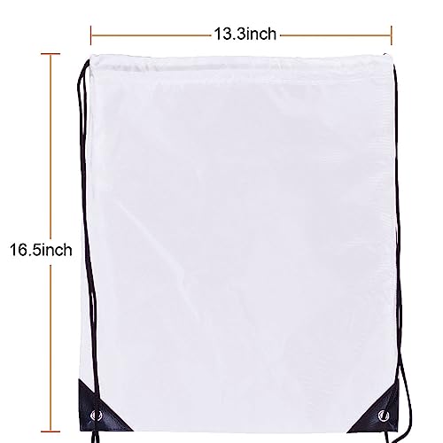 Drawstring Backpack Bulk 40 Packs Draw String Bags for Gym Sports Trip Pedestrianism Cinch Sack DIY for Women Men (white) - color: White