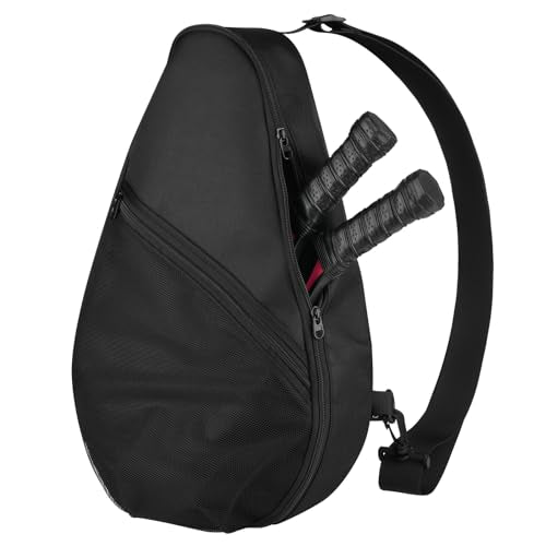 Cosmos Padel Racket Bag Pickleball Paddle Sling Backpack Padel Racquet Storage Bag, Padel (Paddel Tennis) Equipment Carrying Bag with Mesh Pocket for 2 Paddles Ball Water Bottle & Accessory - color: Black