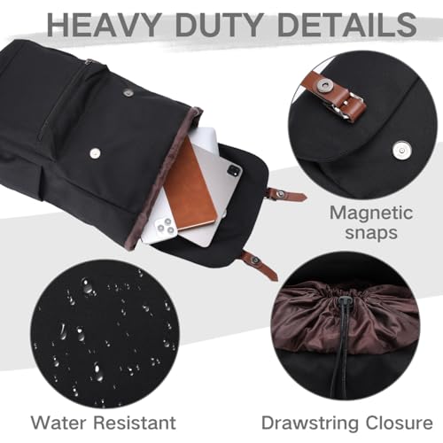 VASCHY Backpack for Men, Water Resistant High School Backpack Travel Carry-on Anti-theft Casual Daypack for Work Business Hiking Black - color: Black