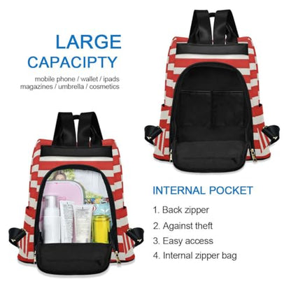 ALAZA Red and White Stripes Trips Hiking Camping Rucksack Pack for Women - color: multicolor 14