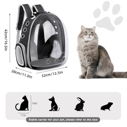 Pet Backpack Carrier,Bubble Backpack Cat Carrier,Pets and Small Dogs,Space Capsule Pet Carrier for Traveling, Walking, Hiking and Outdoor Activities (Black) - color: Black