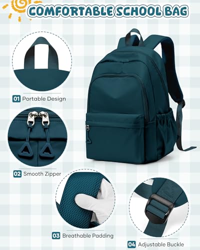 winspansy Backpack for School Teenage Girls Boys,Waterproof Lightweight School Bags Travel Daypack Simple Cute College Backpack Rucksack for Women Men fit 14 Inch Laptop,Peacock Blue - color: A2-peacock Blue