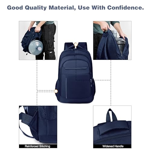 Large Capacity Travel Laptop Backpack, durable and lightweight, 4 compartments, waterproof front, breathable back (Dark blue) - color: Dark Blue