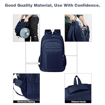 Large Capacity Travel Laptop Backpack, durable and lightweight, 4 compartments, waterproof front, breathable back (Dark blue) - color: Dark Blue