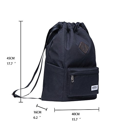 KAUKKO Drawstring Sports Backpack Gym Yoga Bag Shoulder Rucksack for Men and Women - color: Black2031