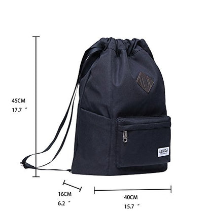 KAUKKO Drawstring Sports Backpack Gym Yoga Bag Shoulder Rucksack for Men and Women - color: Black2031