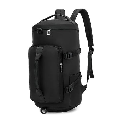 Gym Bag for Women,Waterproof Duffel Backpack Sports Duffle Bag with Shoes Compartment,Carry On Rucksack Daypack for Travel Yoga Camping (Black)