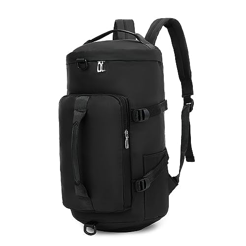 Gym Bag for Women,Waterproof Duffel Backpack Sports Duffle Bag with Shoes Compartment,Carry On Rucksack Daypack for Travel Yoga Camping (Black)