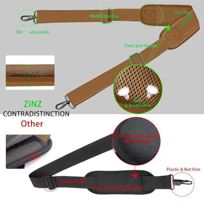 ZINZ 79 inch Shoulder Strap, Extra-thick Fixed Cushion Pad and Dual Clasps Universal Replacement Strap with Metal Swivel Hooks for Laptop Bags, Luggage Bags, Camera, Crossbody(Khaki) - color: Khaki