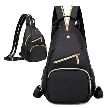 Xsecnua Small Crossbody Bag Convertible Mini Backpack for Women, Cross Body Sling Bag Sling Backpack for Travel Daypack - color: Z Black