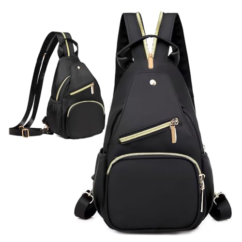 Xsecnua Small Crossbody Bag Convertible Mini Backpack for Women, Cross Body Sling Bag Sling Backpack for Travel Daypack - color: Z Black