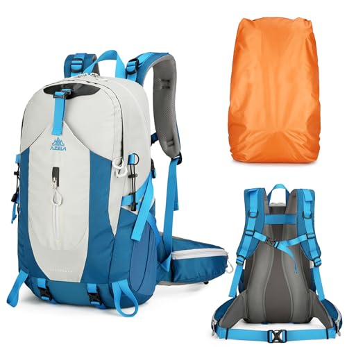 40L Hiking Backpack for Men and Women, Lightweight Waterproof Packable Camping Travel Daypack with Rain Cover (Gray & Blue, 40 Liter) - color: Gray & Blue