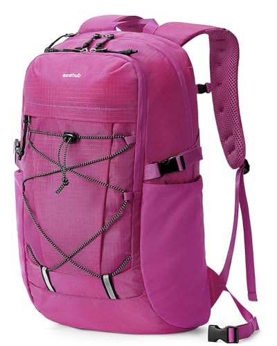 ECOHUB Hiking Backpack 30L Travel Backpack Lightweight Casual Daypack Water Resistant Camping Bag Outdoor Sports Back pack for Men Women - color: Rose Red