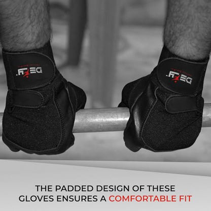 DEFY Padded Weight Lifting Gloves with 13" Long Wrist Wrap Genuine Leather Gym Gloves for Power Lifting, Cross Training, Workout Black - size: Medium