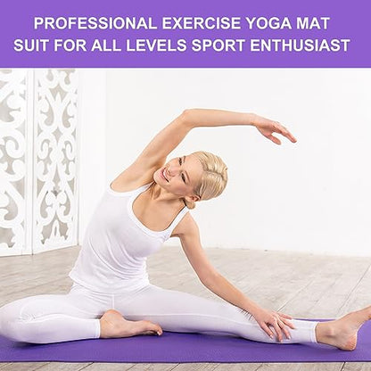 3 mm Thick Yoga Mat Bulk, Non Slip Exercise Workout Fitness Pad for Women Men, Gym Home Yoga Pilates, Easy to Clean, Sturdy PVC - color: Purple