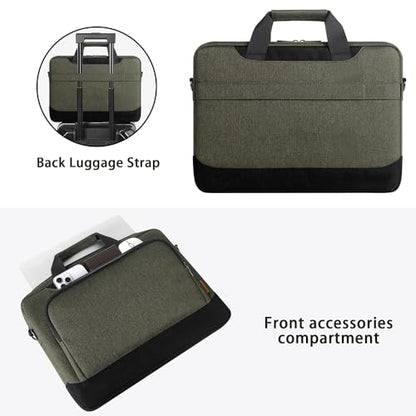 DOMISO Laptop Sleeve Case Large Capacity Shoulder Bag Compatible with 17-17.3 inch Dell XPS/HP Gaming Pavilion 17 / Chromebook 317, Dark Green - color: Dark Green, size: 17 - 17.3 Inch