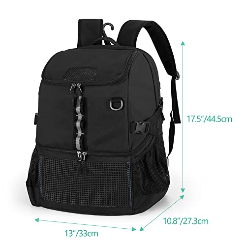 GOBUROS Basketball Bag, Soccer Equipment Bag with Ball & Shoe Compartment for Soccer Ball, Volleyball, Gym, Outdoor, Travel - color: Black