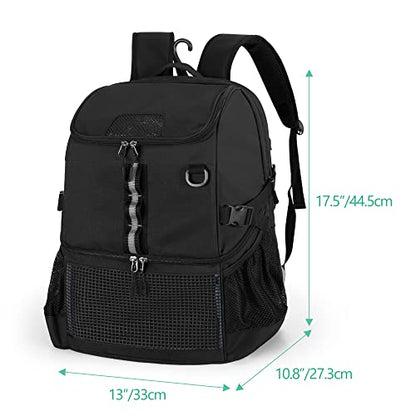 GOBUROS Basketball Bag, Soccer Equipment Bag with Ball & Shoe Compartment for Soccer Ball, Volleyball, Gym, Outdoor, Travel - color: Black