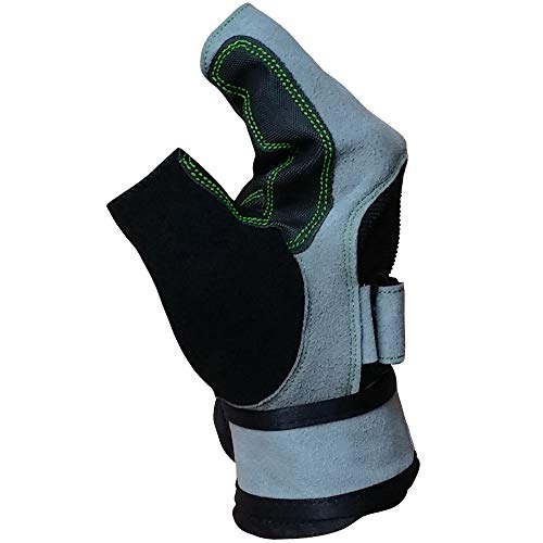 Meister Wrist Wrap Weight Lifting Gloves w/Gel Padding - color: Gray / Neon Green, size: Large