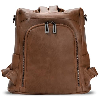 molshine Backpack,Fashion Casual Travel PU Leather Daypack Bag Shoulder Rucksack Handbags for Women HB041 - color: Brown