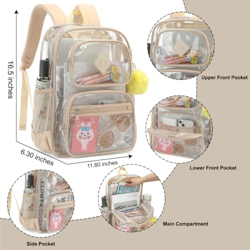 Heavy Duty Clear Backpack for Girls Boys Transparent School Bookbag Kids Durable PVC See Through Backpack- Yellew - color: Yellew