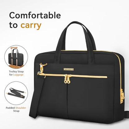 Ferkurn Laptop Bag Case Women Men Computer Bag Compatible with MacBook/HP/LG/Dell, Shoulder Strap Slim Carrying Messenger Briefcase, Black, 14 Inch - color: Black, size: 14 inch
