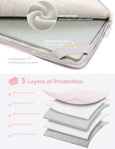 HYZUO 13 Inch Laptop Bag Sleeve Case for MacBook Air 13 M5 M4 M3 M2 M1 A3449 2026-2018, 13" MacBook Neo 2026 A3404, MacBook Pro 13 M2 M1 2026-2016, iPad Pro/Air 13, Surface Pro, XPS 13, Pale Pink - color: Pale Pink, size: 13 Inch