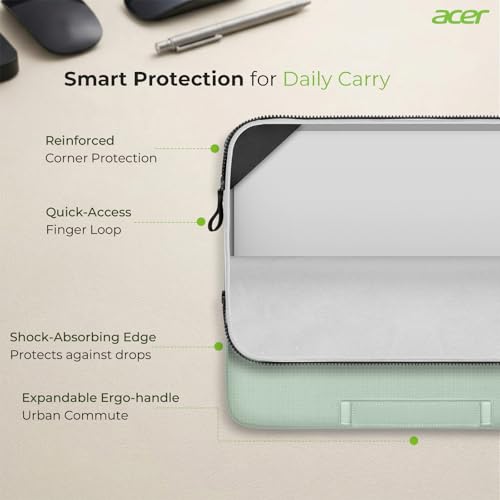 Acer Laptop Sleeve 16 inch, 15-16 inch Laptop Case, Shockproof Protective Laptop Briefcase, Waterproof Polyester Notebook Computer Bag for Acer HP ASUS MacBook Dell Lenovo, Green - color: Green, size: 16inch