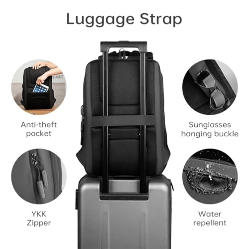 TREKON Laptop Backpack for Men, Fits 15.6" Laptop, USB Charging Port, Water-Resistant, Anti-Theft, TSA Approved Travel Bag, For Business & College