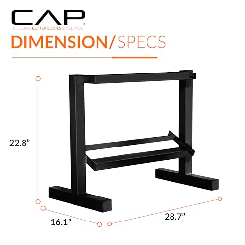 CAP 150 LB Dumbbell Set with 2-Tier Rack, Rubber Hex Free Weights Set, Home Gym Weight Set with Horizontal Storage Rack for Strength Training - color: Black, style: 150bs Set - Chrome Handles