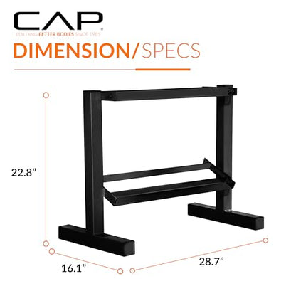 CAP 150 LB Dumbbell Set with 2-Tier Rack, Rubber Hex Free Weights Set, Home Gym Weight Set with Horizontal Storage Rack for Strength Training - color: Black, style: 150bs Set - Chrome Handles
