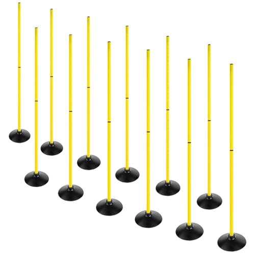 6FT Soccer Agility Poles with Rubber Base Detachable Speed Agility Stick Slalom Speed Training Pole Set for Sports - style: Pack of 12