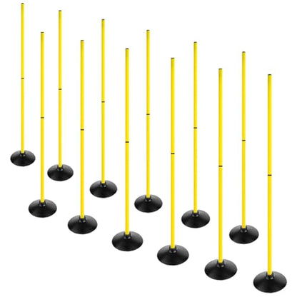 6FT Soccer Agility Poles with Rubber Base Detachable Speed Agility Stick Slalom Speed Training Pole Set for Sports - style: Pack of 12