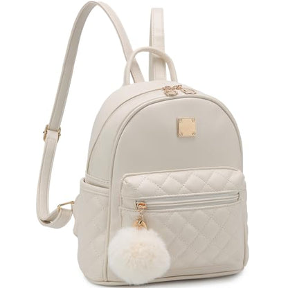 Barsine Girls Fashion Mini Backpack Purse Small Cute Plaid Leather Women Backpacks Little Bag (Ivory) - color: Ivory