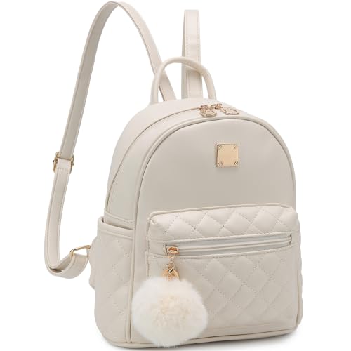 Barsine Girls Fashion Mini Backpack Purse Small Cute Plaid Leather Women Backpacks Little Bag (Ivory) - color: Ivory