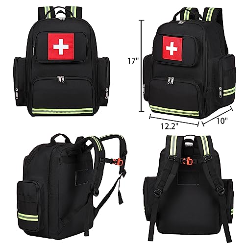 Gatycallaty First Aid Backpack Medical Emt First Responder Bag Empty Ems Emergency Home Health Hiking Trauma Travel Camping (Black, Large) - color: Black, size: Large
