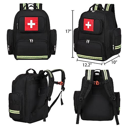 Gatycallaty First Aid Backpack Medical Emt First Responder Bag Empty Ems Emergency Home Health Hiking Trauma Travel Camping (Black, Large) - color: Black, size: Large