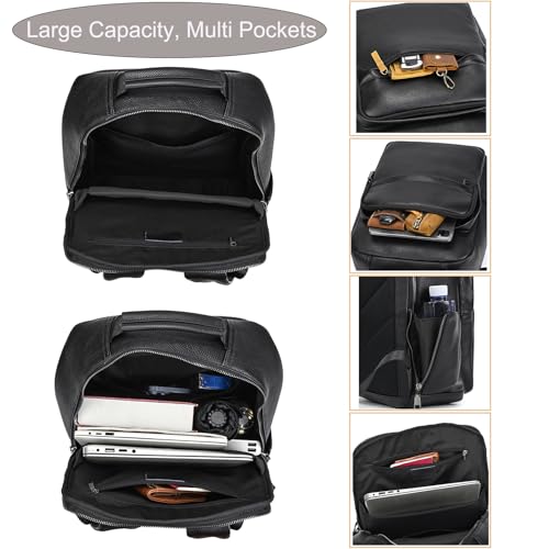 LUUFAN Genuine Leather Shoulder Bag Men Women Casual Backpack Slim Daypack Laptop Rucksack Business Travel Outdoor Bag - color: Style A-8019h