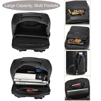 LUUFAN Genuine Leather Shoulder Bag Men Women Casual Backpack Slim Daypack Laptop Rucksack Business Travel Outdoor Bag - color: Style A-8019h
