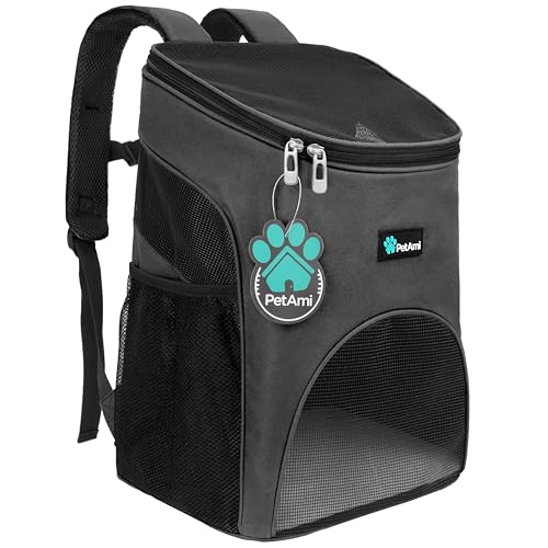 PetAmi Cat Backpack Carrier, Airline Approved Pet Carrier Backpack for Small Dogs and Large Cats, Soft Sided Collapsible Ventilated with Sherpa Bed for Hiking Travel, Max 18 lbs, Gray - color: Gray