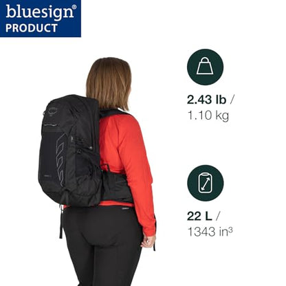 Osprey Tempest 22L Women's Lightweight Hiking Backpack - Small Daypack for Travel & Camping, Black/Coal Grey, Extended Fit - color: Black/Coal Grey, size: 22L - Extended Fit