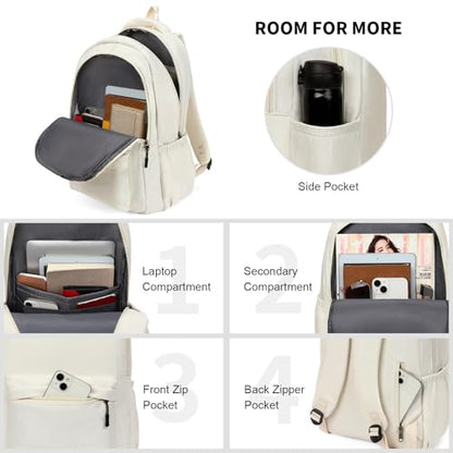 GAEKEAO Everyday Backpack for Women Men, Lightweight Casual Bookbag Travel Backpack for Work College Commute Beige - color: C02 Beige