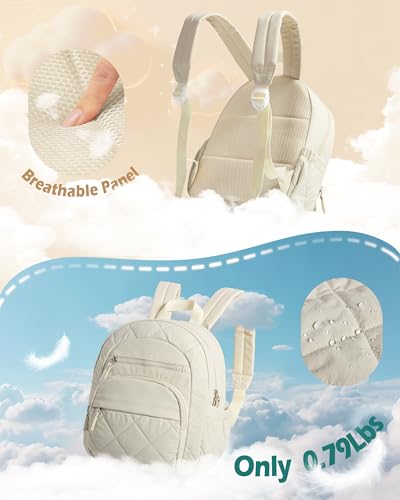 Smasrob Women Mini Backpack with RFID Blocking Pocket, Small Puffer Backpack Purse, Lightweight Quilted Backpack for Work, College or Travel, Beige - color: Beige